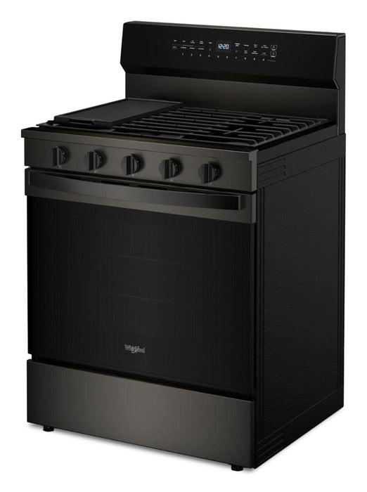 Cuisinière intelligente à gaz Whirlpool de 5 pi³ avec friture à air et autonettoyage - acier inoxydable noir - WFGS7530RV