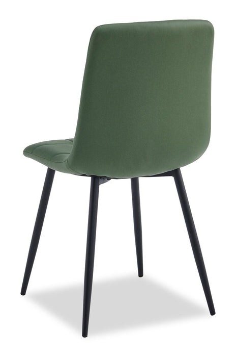Chaise de salle à manger Arlo en métal avec siège et dossier coussinés capitonnés en tissu - verte