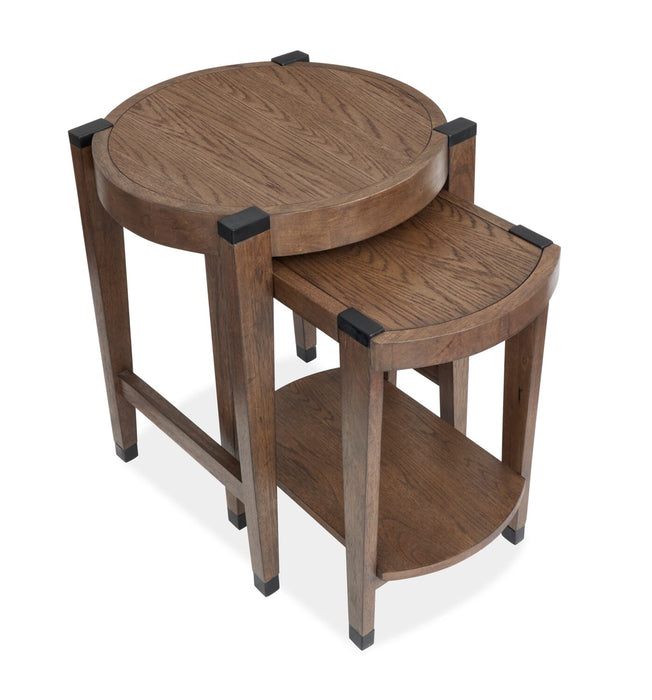 2 tables d’appoint gigognes rondes Gordon de 22 po en bois massif - brunes