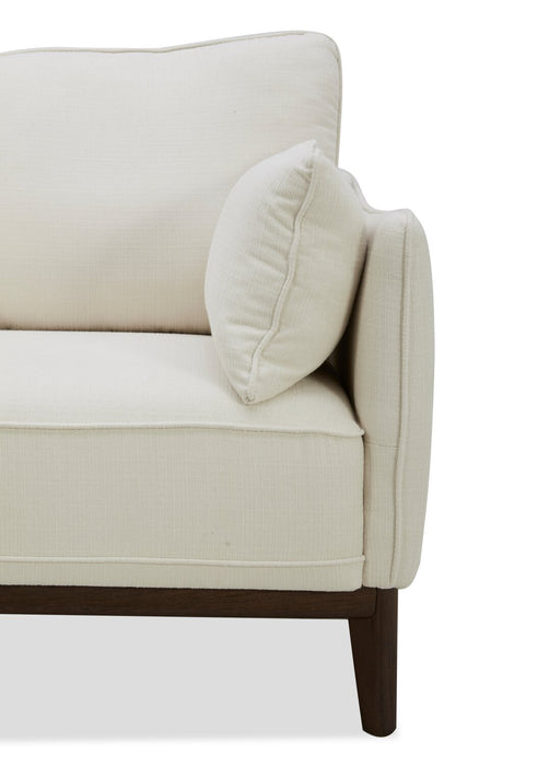 Sofa Gena de Cindy Crawford Home de 78,7 po de format condo en tissu d’apparence lin avec coussins de dossier amovibles - blanc coton