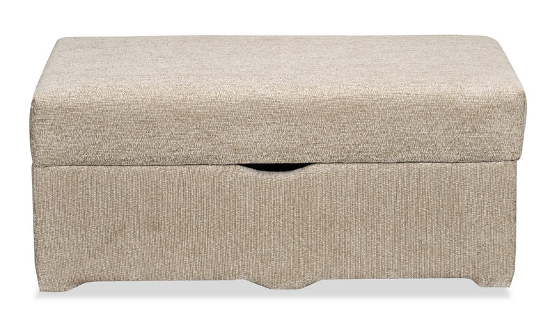 Pouf de rangement Lennox de 40 po fabriqué au Canada en tissu de chenille - taupe