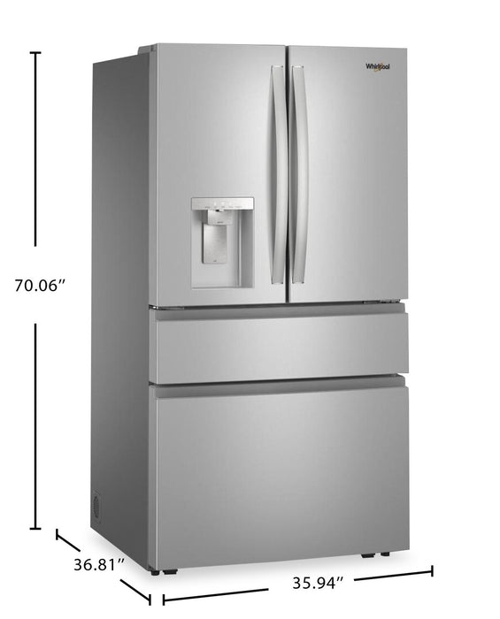 Réfrigérateur Whirlpool de 29 pi3 et de 36 po à portes françaises - acier inoxydable résistant aux traces de doigts - WRMF3636SZ