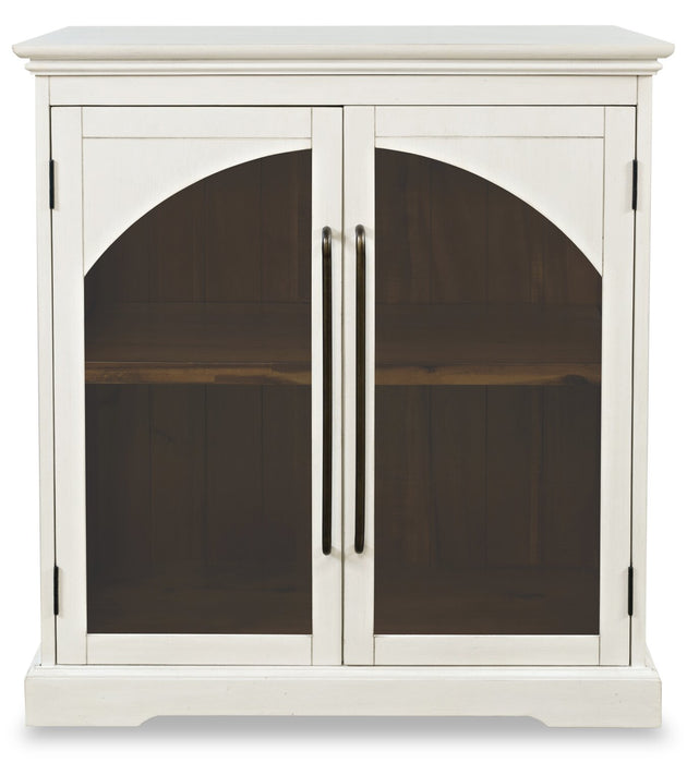Armoire décorative Twyla en bois massif avec portes arquées - blanche