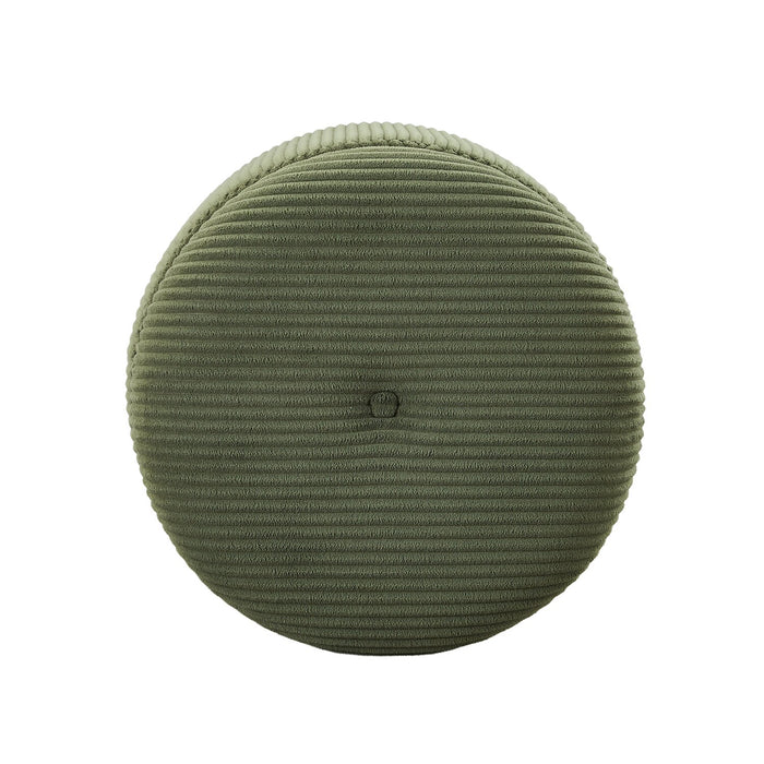 Pouf de rangement rond Saskatoon de 17 po en velours côtelé - vert