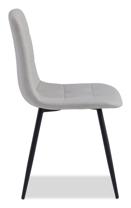 Chaise de salle à manger Arlo en métal avec siège et dossier coussinés capitonnés en tissu - grise