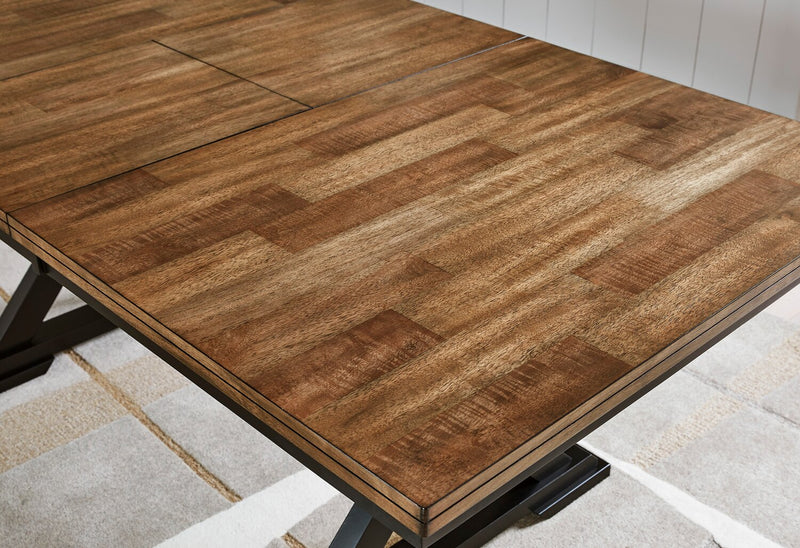 Table de salle à manger Raven de 60 po à 78 po (L) avec rallonge papillon se rangeant sous la table - deux teintes, noir et brun 