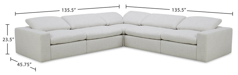 Sofa sectionnel à inclinaison électrique modulaire Sky 5 pièces en tissu avec coussins amovibles en duvet et plumes - blé Nathan