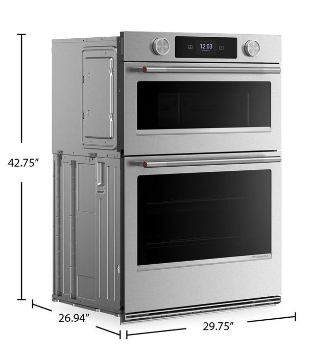 Four mural combiné intelligent électrique KitchenAid de 30 po - acier inoxydable PrintShield<sup>MC</sup> - KOEC730SPS