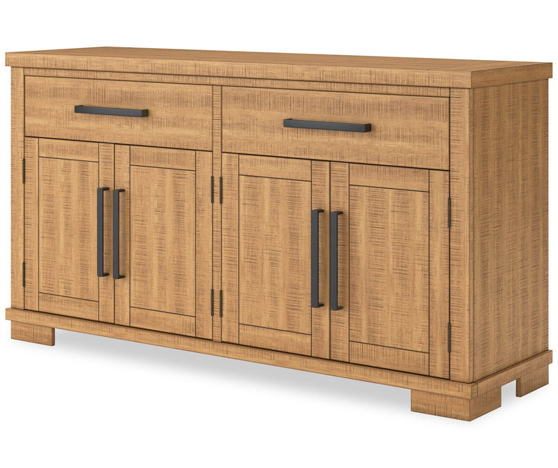 Desserte de salle à manger Archer de 66 po (L) avec 2 tiroirs, 4 portes et tablettes réglables - brun clair