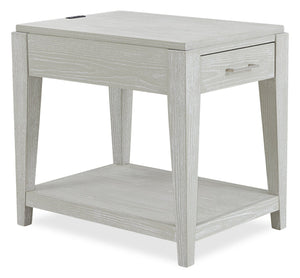 Table de fauteuil Vida de 19 po en bois massif avec rangement, tablette, éclairage et ports USB - sable