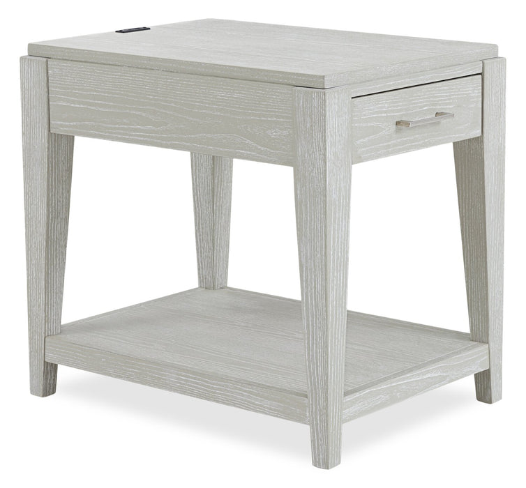 Table de fauteuil Vida de 19 po en bois massif avec rangement, tablette, éclairage et ports USB - sable