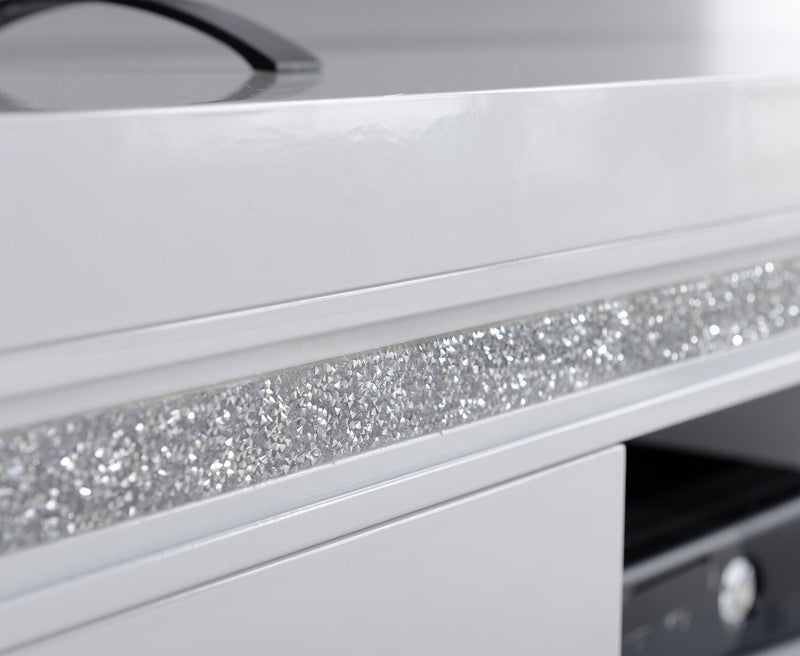 Meuble pour téléviseur moderne Garbo de 63 po avec rangement et système de gestion des câbles pour téléviseurs jusqu’à 70 po - blanc