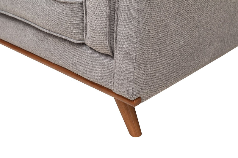Sofa sectionnel Kassia de Kort & Co. 2 pièces en tissu d’apparence lin avec base et pattes en bois - gris