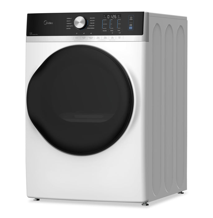 Sécheuse Midea de 8,0 pi3 avec culbutage et Steam Care - blanche - MLHE52S7AWW