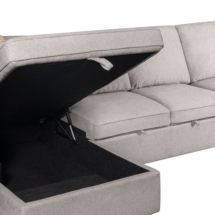 Sofa-lit sectionnel enveloppant de droite Haven de Scott Living 3 pièces en tissu de chenille avec rangement - gris