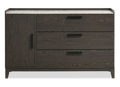 Sable Bedroom 3-Drawer Dresser with Storage Cabinet, 59"W x 37"H - Dark Grey | Commode de chambre à coucher Sable de 59 po (L) x 37 po (H) à 3 tiroirs avec armoire de rangement - gris foncé