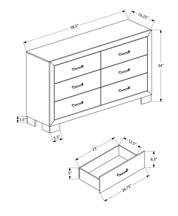 Commode de chambre à coucher Ethan de 59 po (L) x 34 po (H) à 6 tiroirs - brun rustique