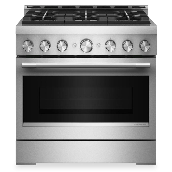Cuisinière à gaz KitchenAid de 5,1 pi3 et de 36 po avec mode de friture à air sans préchauffage - acier inoxydable - KFGS936SSS