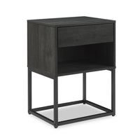 Table de nuit Fynn de 18 po (l) x 25,75 po (H) à 1 tiroir avec tablette de rangement - brune et noire