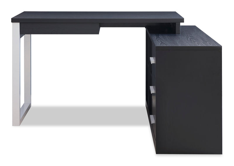 Bureau en coin réversible Owen de 55 po avec 4 tiroirs et compartiments - noir