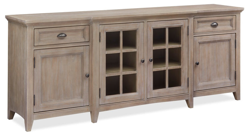 Meuble pour téléviseur traditionnel Wesley de 80 po avec rangement et système de gestion des câbles pour téléviseurs jusqu’à 85 po - gris tourterelle