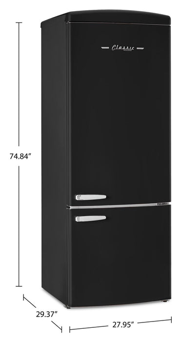 Réfrigérateur Classic Rétro d’Unique de 28 po et de 17 pi3 à congélateur inférieur - noir mat - UNQ-455L MB AC