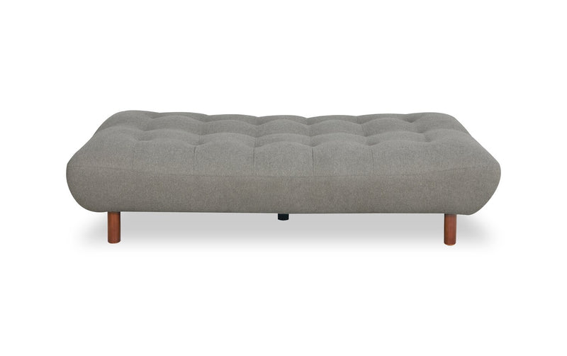 Futon Campus de 76 po en tissu avec mécanisme Klik Klak, capitonnage et pattes en bois - gris
