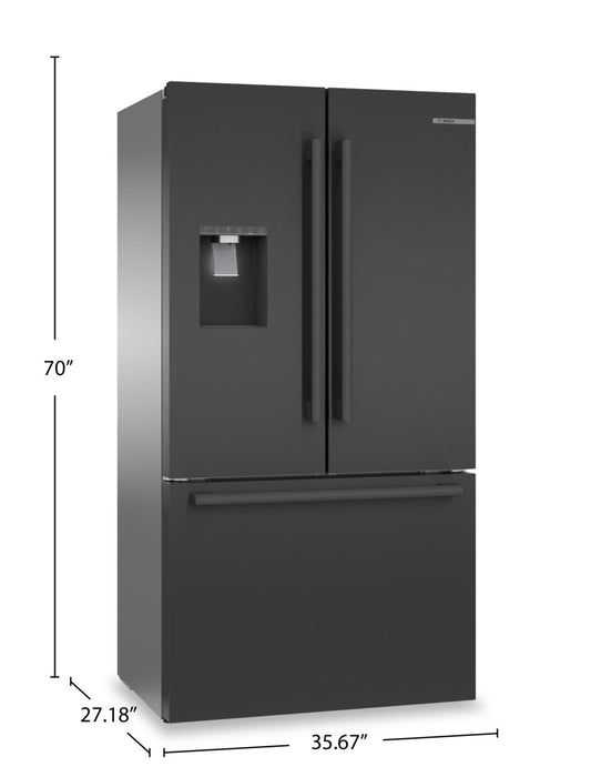 Réfrigérateur Bosch de 21,6 pi³ à portes françaises à congélateur inférieur - Acier inoxydable noir - B36CD52SNB