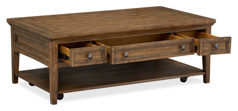 Table à café traditionnelle Hanson de 50 po en pin - muscade grillée