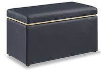 Pouf de rangement Edmonton de 32 po - similicuir bleu marine