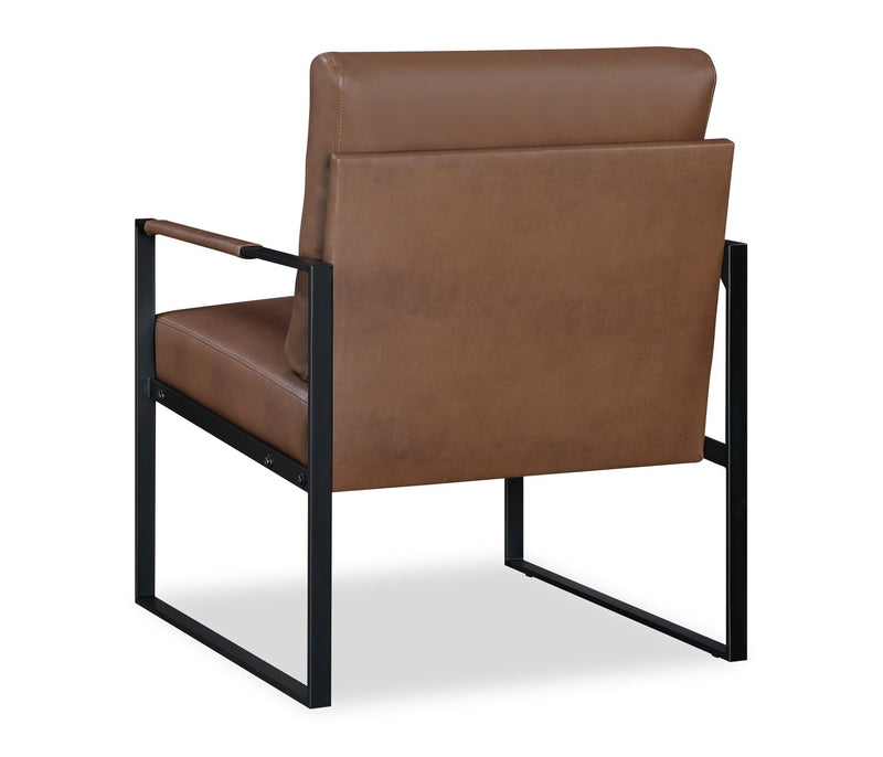 Fauteuil d’appoint Nico de 24,75 po en similicuir avec pattes en métal - brun 