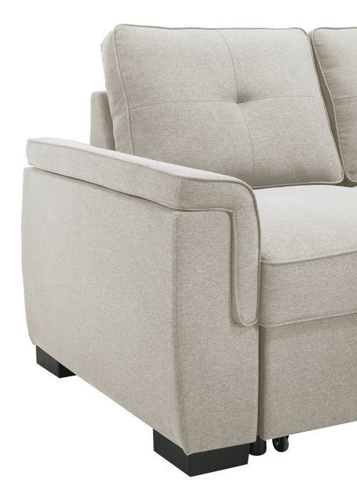 Sofa-lit sectionnel réversible Eden 2 pièces en tissu avec fauteuil long de rangement et coussins de dossier amovibles - taupe