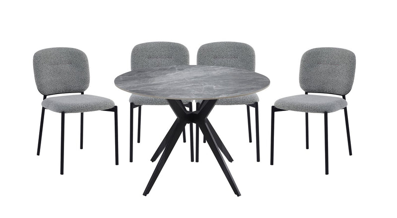 Chaise de salle à manger Luka en tissu bouclé et en métal - grise