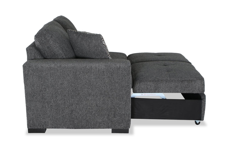Sofa-lit sectionnel enveloppant de droite Legend 2 pièces fabriqué au Canada en tissu de chenille - gris poivre