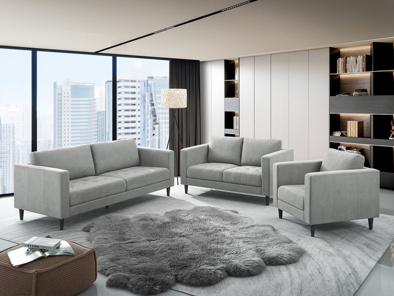 Causeuse Metro de 57 po en tissu avec coussins de siège capitonnés et coussins de dossier réversibles - grise