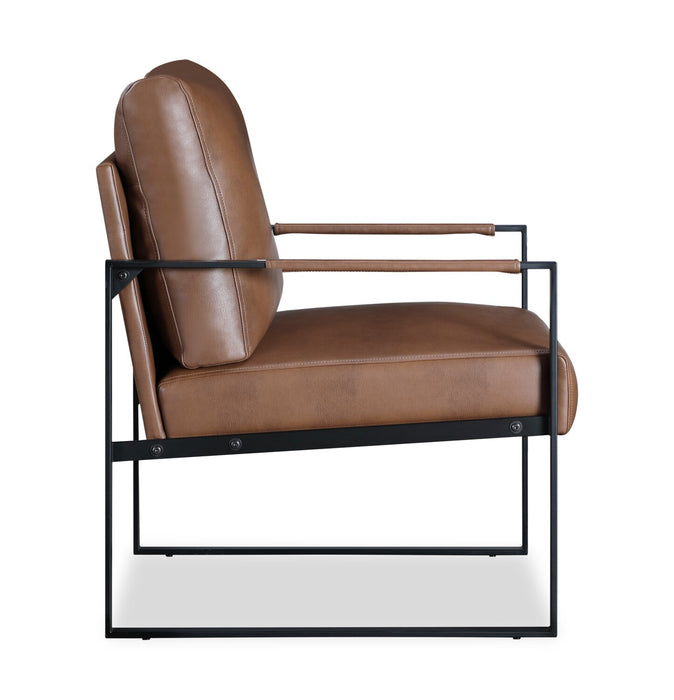 Fauteuil d’appoint Nico de 24,75 po en similicuir avec pattes en métal - brun 