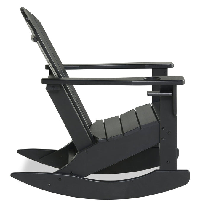 Fauteuil berçant Bask pour la terrasse à l’extérieur, plastique haute densité, résistant aux rayons UV et aux intempéries - noir