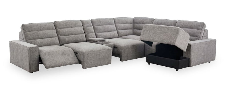 Sofa sectionnel de droite Prestige de Shaquille O’Neal Home 7 pièces avec inclinaison et coulissement électrique - gris