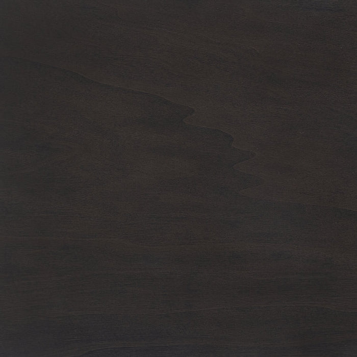 Table à café moderne Jorja de 34,75 po avec dessus en verre - brune avec pattes en bois cintré