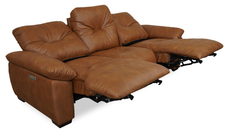 Sofa à inclinaison électrique Bello de 91,7 po en tissu d’apparence cuir - brun