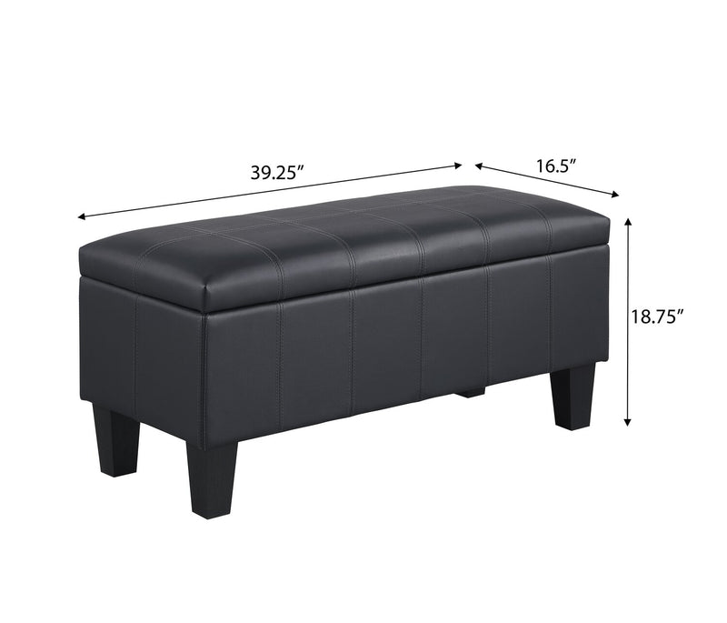 Pouf de rangement James de 39,25 po en similicuir - noir
