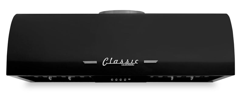 Hotte de cuisinière sous l’armoire Classic Rétro par Unique de 36 po et de 700 pi3/min - noir minuit - UGP-36CR RH B