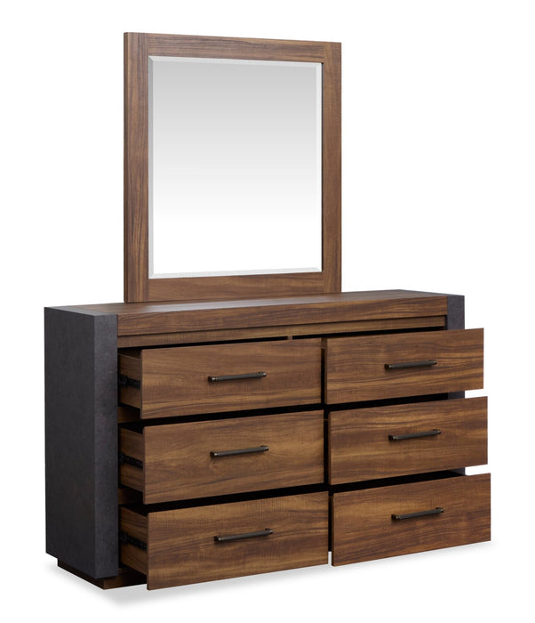 Commode Dante de Scott Living de 60 po (L) x 36 po (H) à 6 tiroirs pour la chambre à coucher - brune