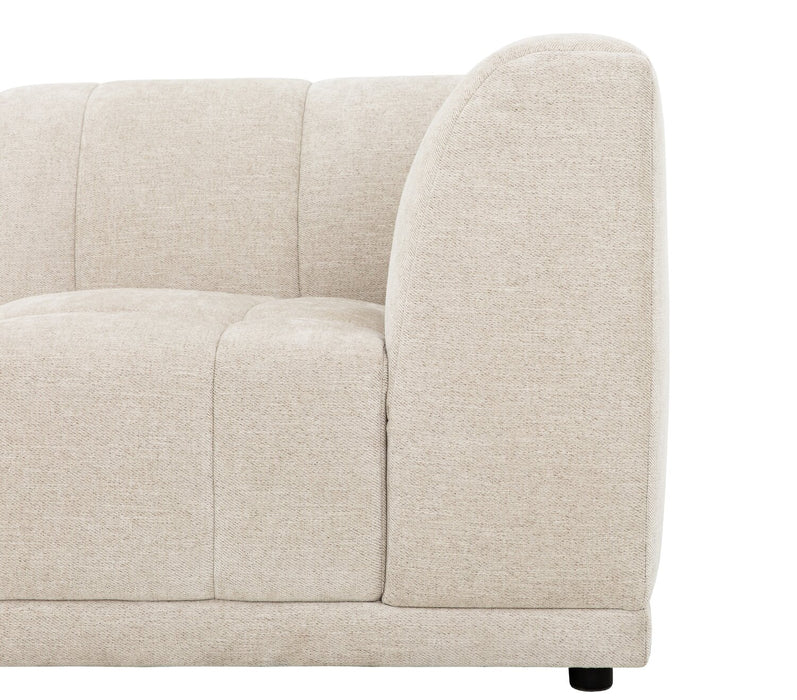 Fauteuil en coin modulaire Oaklyn Kort & Co. de 38,5 po en tissu avec coussin de siège capitonné - beige