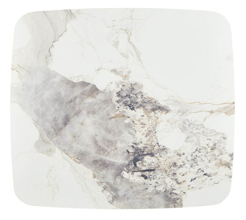 Ensemble table à café de 39,5 po et table de bout modernes Hazel avec dessus en pierre frittée blanche - noir et blanc