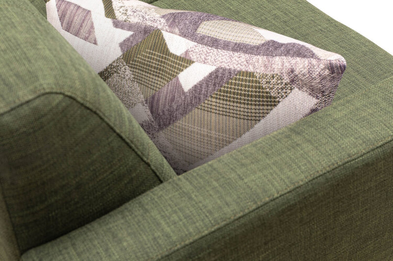 Causeuse Freeman de Kort & Co. de 63 po en tissu d’apparence lin avec pattes en bois et coussins de dossier capitonnés - vert avocat