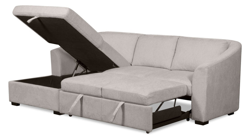 Sofa-lit sectionnel de gauche Envy 2 pièces en tissu de chenille avec fauteuil long de rangement - gris brouillard