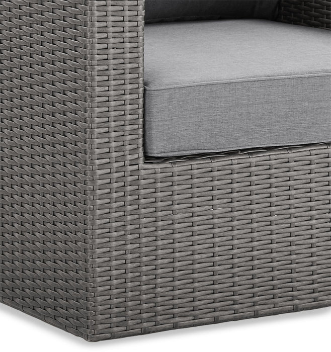 Ensemble Morris 5 pièces pour la terrasse à l’extérieur avec 3 fauteuils sans accoudoirs - gris