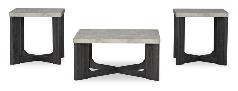 Ensemble de 3 tables modernes Sherman de 35,5 po, table à café et 2 tables de bout - gris