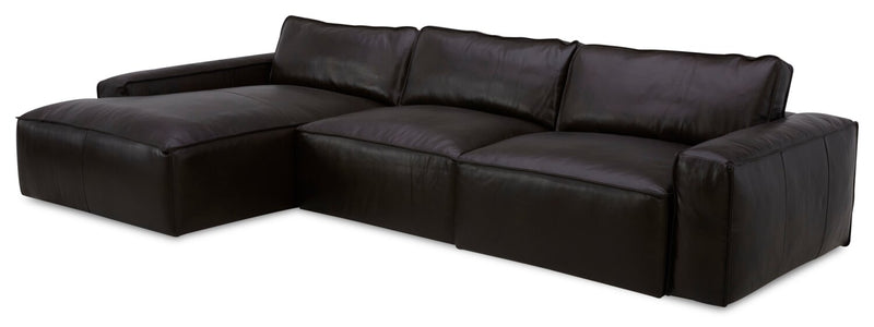 Sofa sectionnel modulaire de gauche Sedona 3 pièces en cuir véritable - chocolat